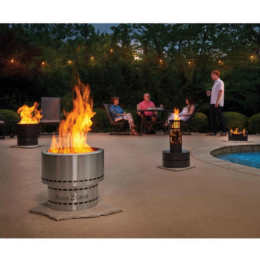 Wood Pellet No Smoke Fire Pit, Flame Genie INFERNO, Stainless, 16"X19"