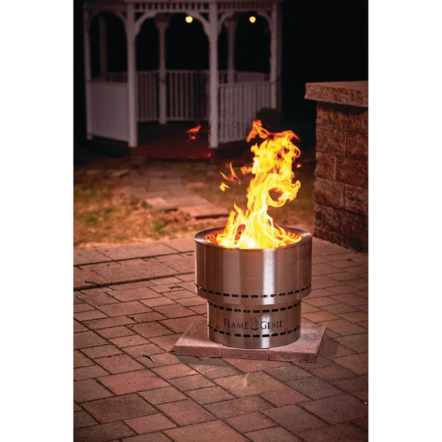 Wood Pellet No Smoke Fire Pit, Flame Genie INFERNO, Stainless, 16"X19"