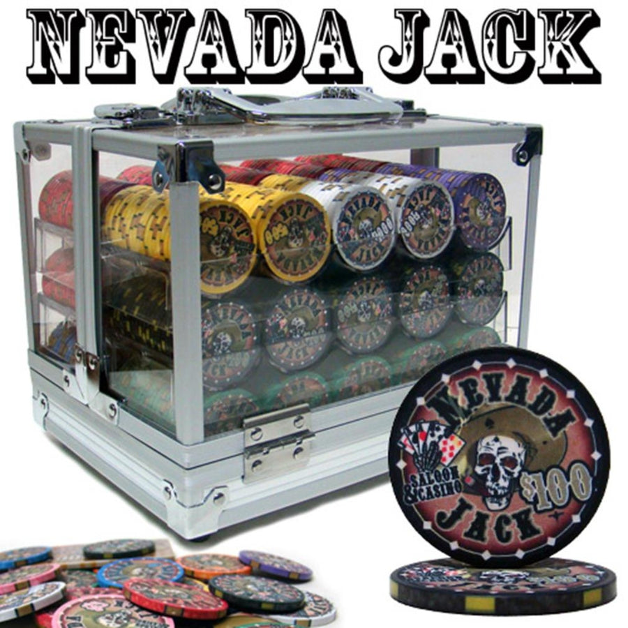 Nevada Jack Poker Chips in an Acrylic Case 600 pieces