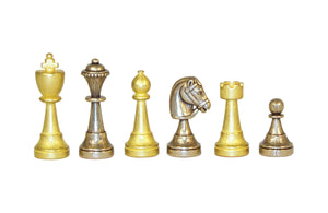 Staunton Chess Set, Detailed Metal Chess Pieces, Leather-Trimmed Board